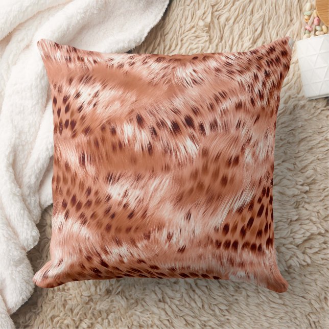 Rose Gold Blush Pink Leopard Cushion (Blanket)