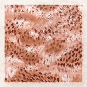 Rose Gold Blush Pink Leopard Glass Coaster