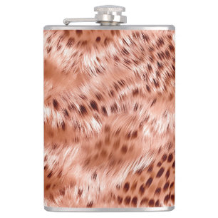 Rose Gold Blush Pink Leopard Hip Flask