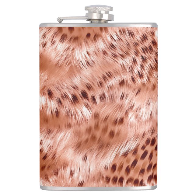 Rose Gold Blush Pink Leopard Hip Flask (Front)