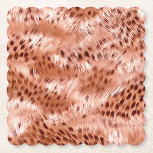 Rose Gold Blush Pink Leopard Paper Coaster