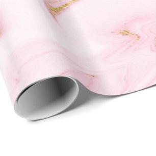Rose Gold Blush Pink Marble White Abstract Metal Wrapping Paper