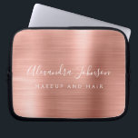 Rose Gold - Blush Pink Metallic Monogram Business Laptop Sleeve<br><div class="desc">Modern Rose Gold - Blush Pink Girly Make Up and Hair Beauty Salon Faux Metallic Stainless Elegant Monogram Promotional Laptop Bag or Sleeve Promotional (promo) advertisement Case. This classy professional business computer case can be customised to include your monogrammed script signature name and job title profession or position.</div>