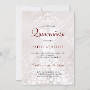 Rose gold blush pink modern elegant quinceanera invitation