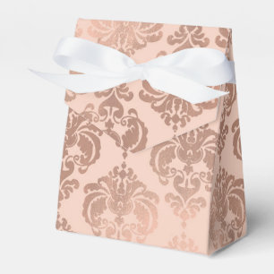 Rose Gold Blush Pink Modern Glam Damask Favour Box