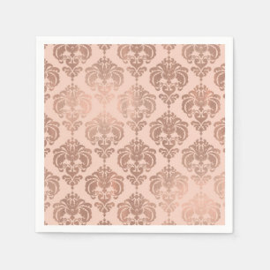 Rose Gold Blush Pink Modern Glam Damask Napkin