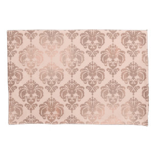 Rose Gold Blush Pink Modern Glam Damask Pillowcase