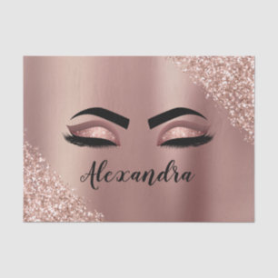 Rose Gold Blush Pink Monogram Glitter Eyelashes Tissue Paper