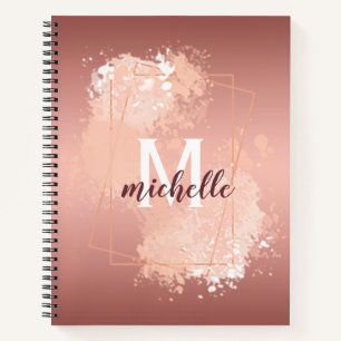 Rose Gold Blush Pink Monogram Notebook