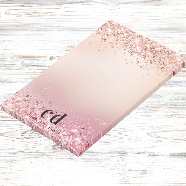 Rose gold blush pink monogram post-it notes (Creator Uploaded)