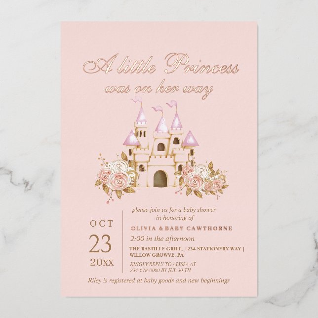 Rose Gold & Blush Pink Princess Baby Shower (Front)