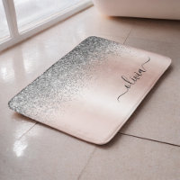 Rose Gold - Blush Pink Silver Glitter Monogram