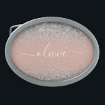 Rose Gold Blush Pink Silver Glitter Monogram Belt Buckle<br><div class="desc">Rose Gold - Blush Pink and Silver Sparkle Glitter Script Monogram Name Belt Buckle. This makes the perfect graduation, sweet 16 16th, 18th, 21st, 30th, 40th, 50th, 60th, 70th, 80th, 90th, 100th birthday, wedding, bridal shower, anniversary, baby shower or bachelorette party gift for someone that loves glam luxury and chic...</div>