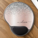 Rose Gold - Blush Pink Silver Glitter Monogram Gel Mouse Pad<br><div class="desc">Rose Gold - Blush Pink and Silver Faux Foil Metallic Sparkle Glitter Brushed Metal Monogram Name and Initial Mousepad (Mouse Pad). This makes the perfect sweet 16 birthday,  wedding,  bridal shower,  anniversary,  baby shower or bachelorette party gift for someone that loves glam luxury and chic styles.</div>