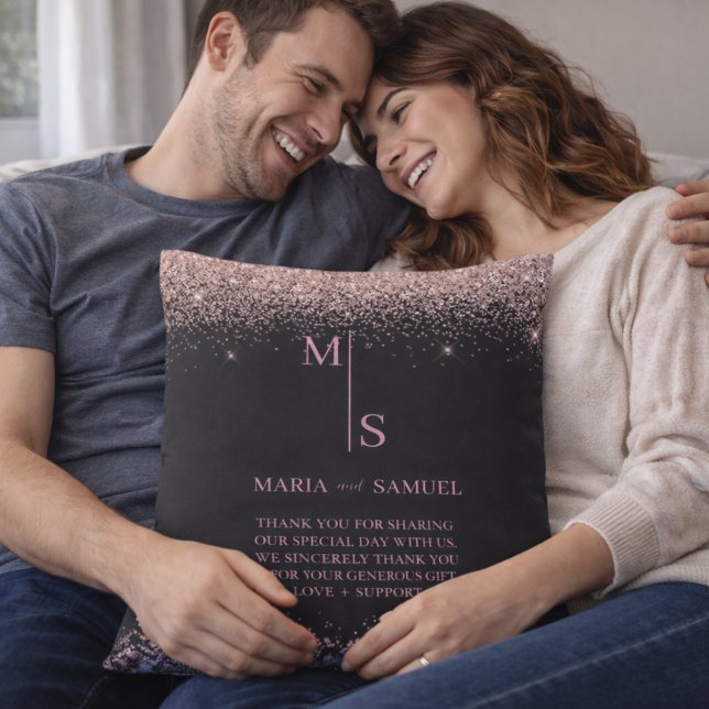 Rose Gold Blush Pink Silver Glitter Script Persona Cushion (Creator Uploaded)