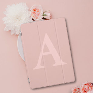 Rose Gold Blush Pink Simple Monogram iPad Pro Cover