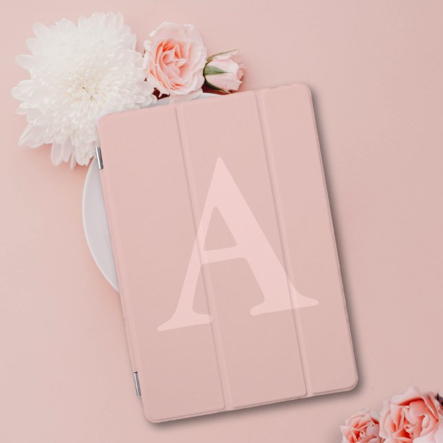 Rose Gold Blush Pink Simple Monogram iPad Pro Cover