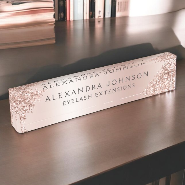 Rose Gold Blush Pink Sparkle Glitter Girly Nameplate (Creator Uploaded)