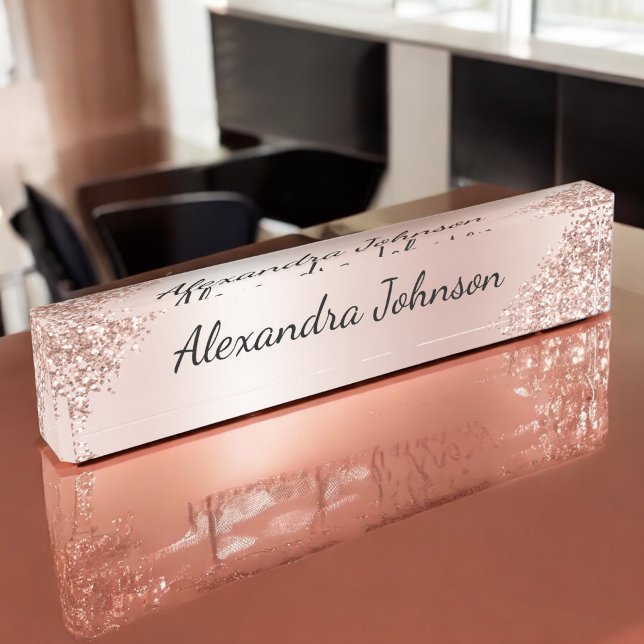 Rose Gold Blush Pink Sparkle Glitter Girly Nameplate (Creator Uploaded)