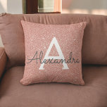 Rose Gold - Blush Pink Sparkle Glitter Monogram Cushion<br><div class="desc">Blush Pink - Rose Gold Sparkle Glitter Monogram Name and Initial Pillow. The pillow makes the perfect Sweet 16 Birthday gift for someone decorating her room in rose gold.</div>
