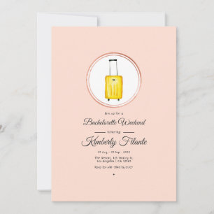 Rose Gold & Blush Pink Travel Bachelorette Weekend Invitation