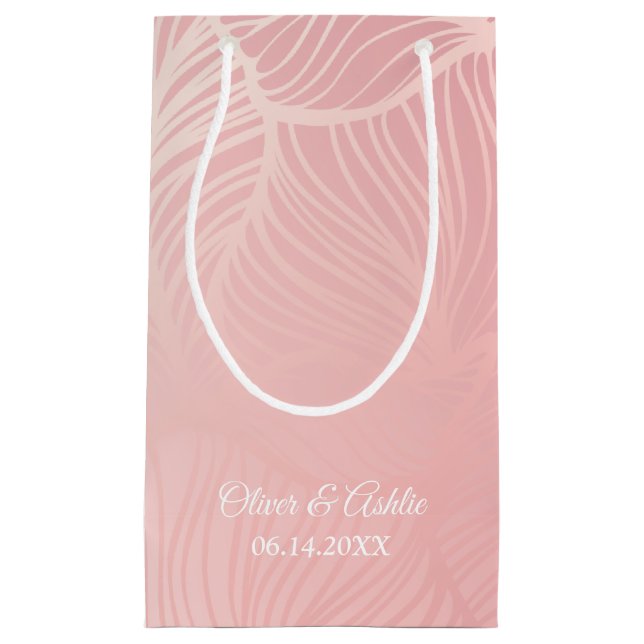 Rose Gold  Blush Pink Wedding favour Small Gift Bag (Front)