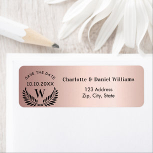 Rose gold blush save the date return address label