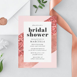 Rose Gold, Blush & Sequin Bridal Shower Invitation