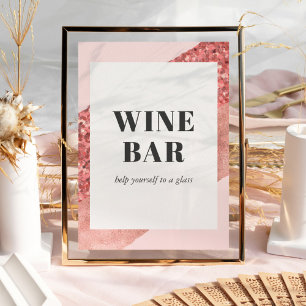 Rose Gold, Blush & Sequin Bridal Shower Wine Bar Poster