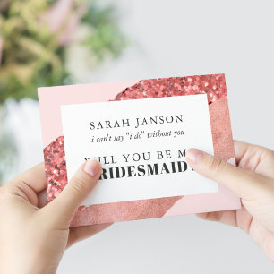 Rose Gold, Blush & Sequin Bridesmaid Invitation