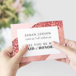Rose Gold, Blush & Sequin Maid of Honour Invitation