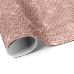 Rose Gold Blush Sequin Sparkly Crystals Girly Wrapping Paper