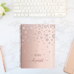 Rose gold blush shining diamonds name 2025 planner<br><div class="desc">Rose gold background with elegant rose gold colored faux diamonds. Personalize and add a year and a name. The name is written in dark rose gold with a large modern hand lettered style script with swashes. To keep the swashes only delete the sample name, leave the spaces or emoji's in...</div>