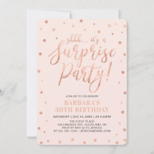 Rose Gold & Blush   Surprise Womens Birthday Party Invitation