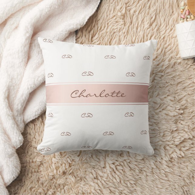 Rose gold blush white monogram name initials  cushion (Blanket)