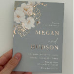 Rose Gold & Blush Wildflowers Wedding Dusty Blue<br><div class="desc">Rose Gold & Blush Wildflowers Wedding Dusty Blue Foil Invitation

See other invitations in our Niche and Nest Store</div>