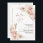 Rose Gold Boho Dry Floral 40th Birthday Invitation<br><div class="desc">Rose Gold Boho Dry Floral 40th Birthday Invitation Bohemian inspired hello 40 birthday invitation featuring blush or dusty pink floral arrangement with pampas grass, some banksia and palm leaves. The heading is a removable image in faux rose gold foil. This boho floral 40th birthday invitation is ideal for anyone who...</div>