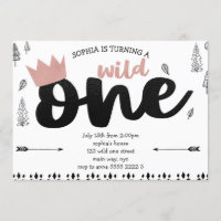 Rose Gold Boho Ethnic WILD ONE Girl 1st Birthday
