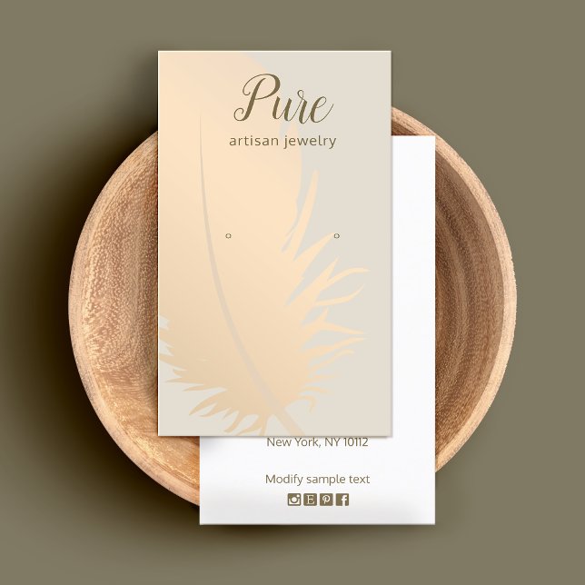 Rose Gold Boho Feather Earring Display Business Card (Creator Uploaded)