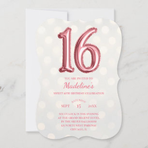 Rose Gold Bokeh and Faux Foil 16th Birthday Invitation