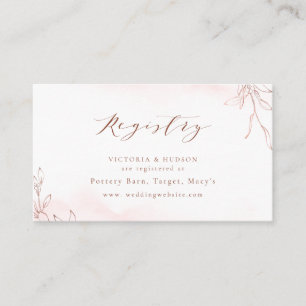 Rose Gold botanical crest monogram bridal Registry Place Card