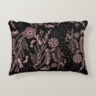 Rose Gold Botanical Doodle Pattern Decorative Cushion