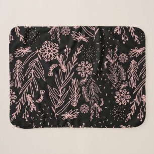 Rose Gold Botanical Doodle Pattern Sherpa Blanket