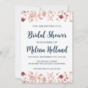 rose gold botanical modern bridal shower invitation