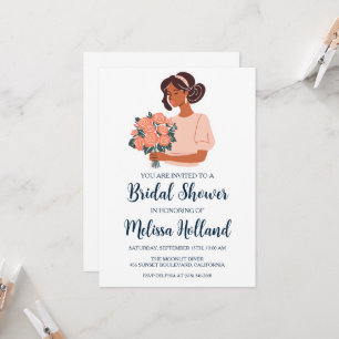 rose gold botanical modern bridal shower invitation