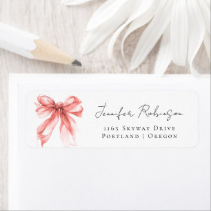 Rose Gold Bow Coquette Script Sweet 16 Party  Return Address Label