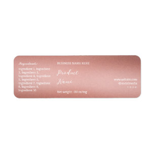 Rose Gold Brand Name Product Jar Product Label Return Address Label