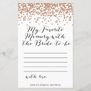 Rose Gold Brida Shower Game - Favourite Memory Car