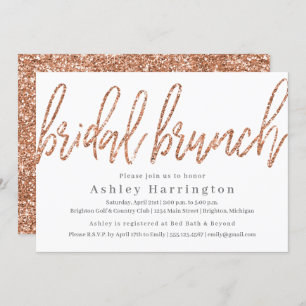Rose Gold Bridal Brunch Invitation with Glitter