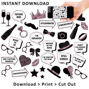 Rose Gold Bridal Shower Fun Party Printable Props Poster